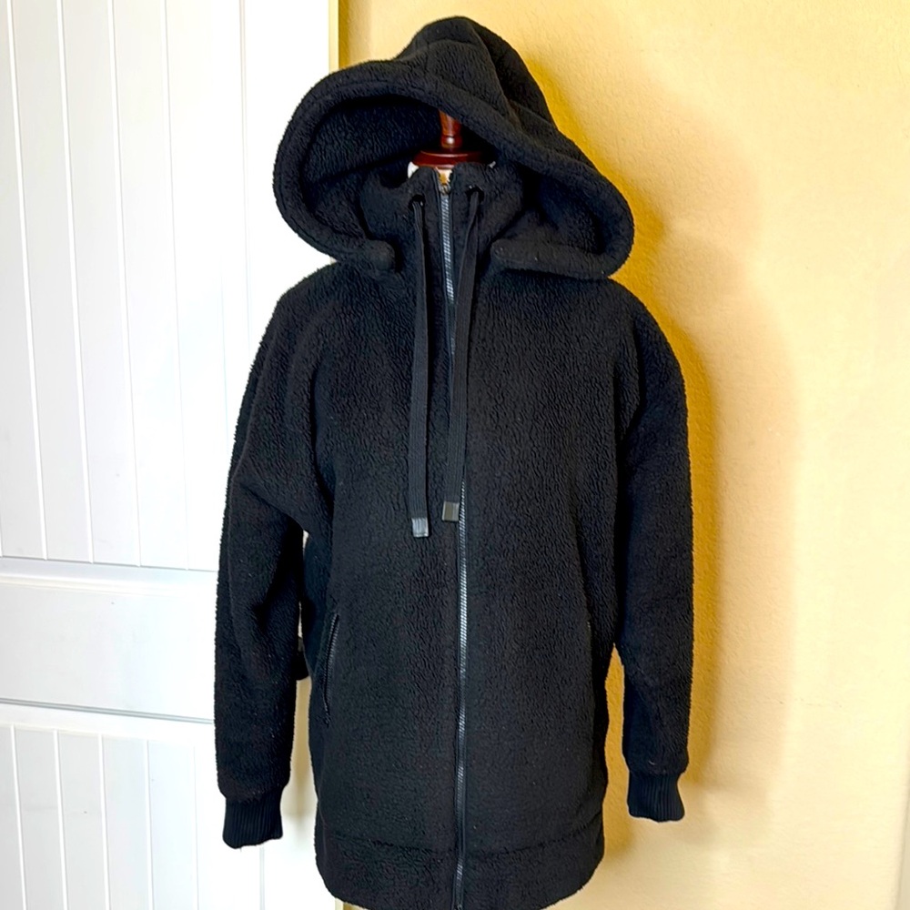 Athletes Black Hooded Fleece Jacket